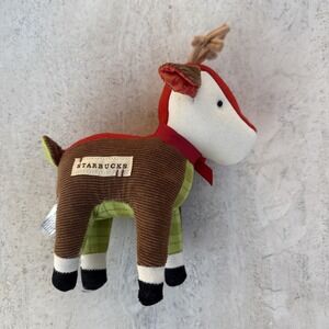2008 Tag Starbucks Plush Deer Patchwork Winter Reindeer 8" Christmas Collectible